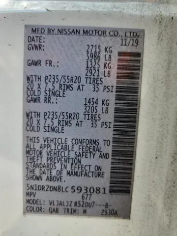 2020 NISSAN PATHFINDER PLATINUM  