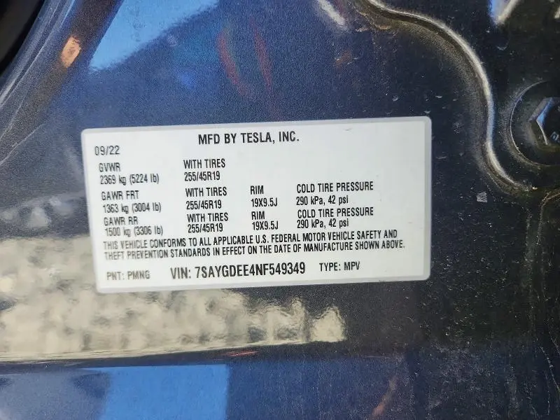 2022 TESLA MODEL Y   