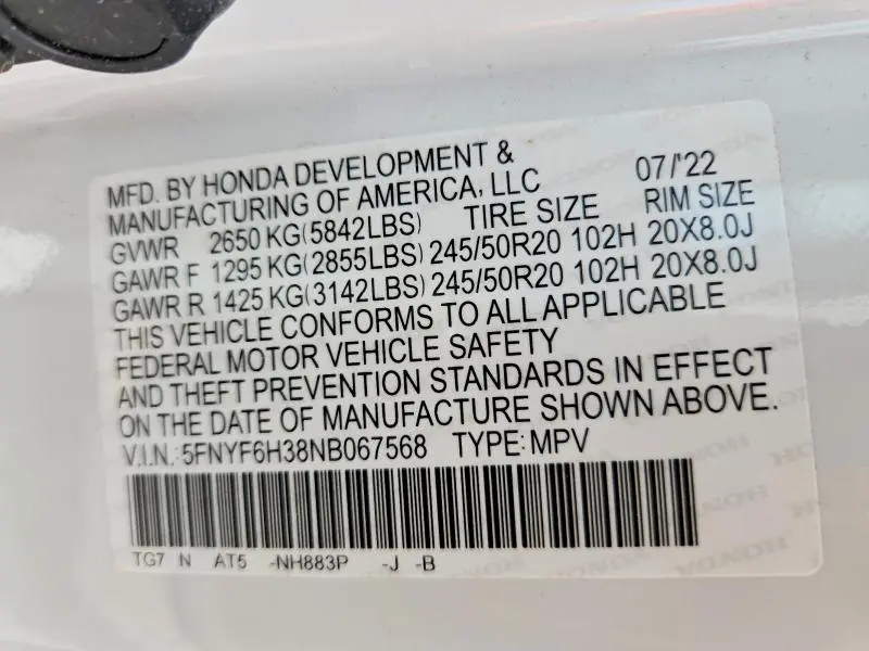 2022 HONDA PILOT SPORT  