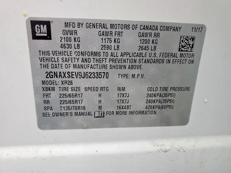 2018 CHEVROLET EQUINOX LT  