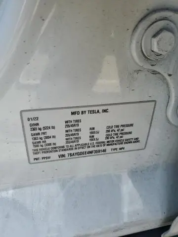 2022 TESLA MODEL Y   