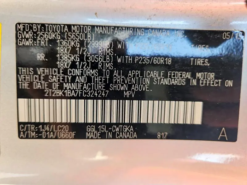 2015 LEXUS RX 350 BASE  