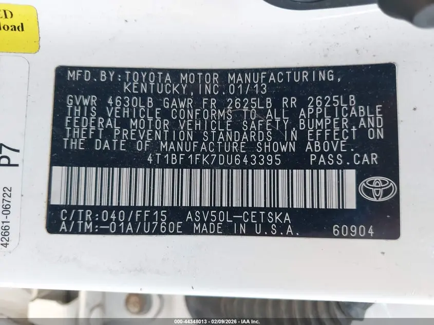 2013 TOYOTA CAMRY SE