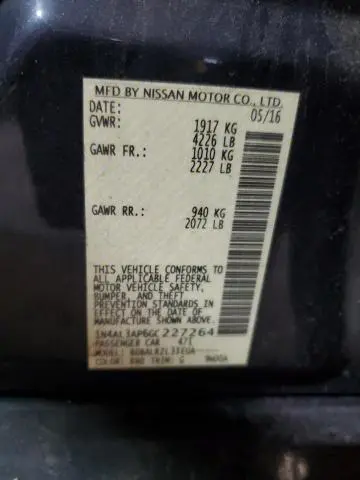 2016 NISSAN ALTIMA 2.5  