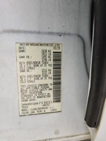 2019 NISSAN FRONTIER S