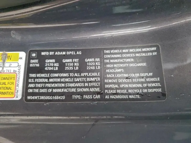 2016 BUICK CASCADA PREMIUM  