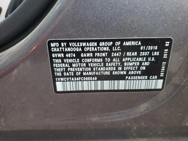 2015 VOLKSWAGEN PASSAT SEL