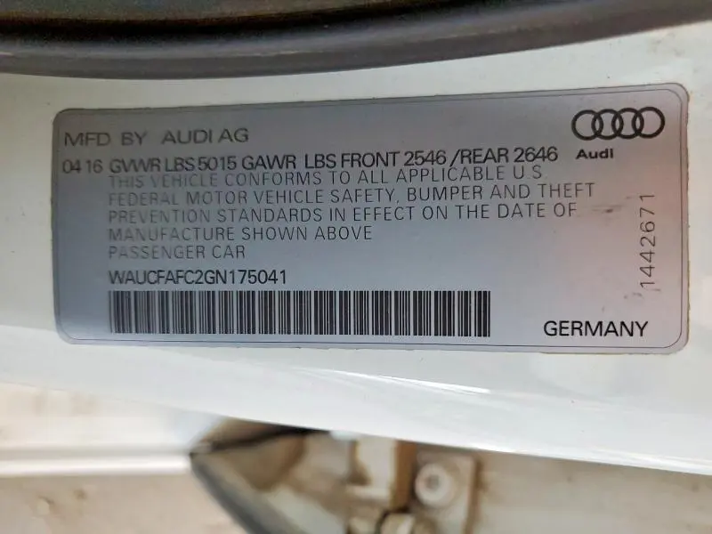 2016 AUDI A6 PREMIUM  