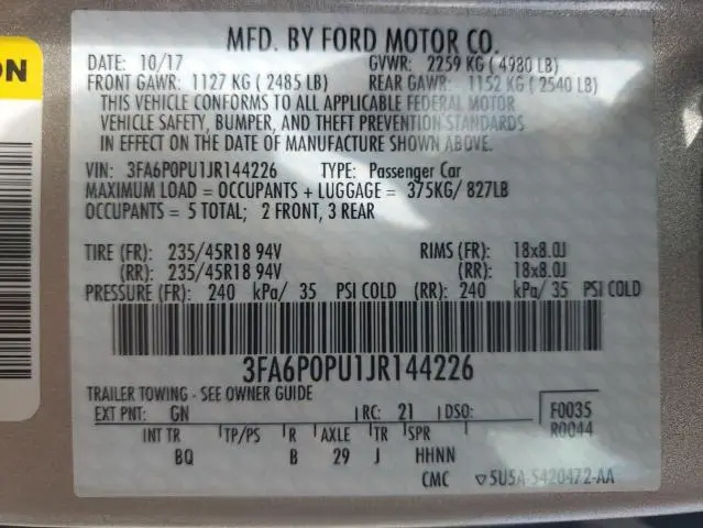 2018 FORD FUSION SE PHEV  
