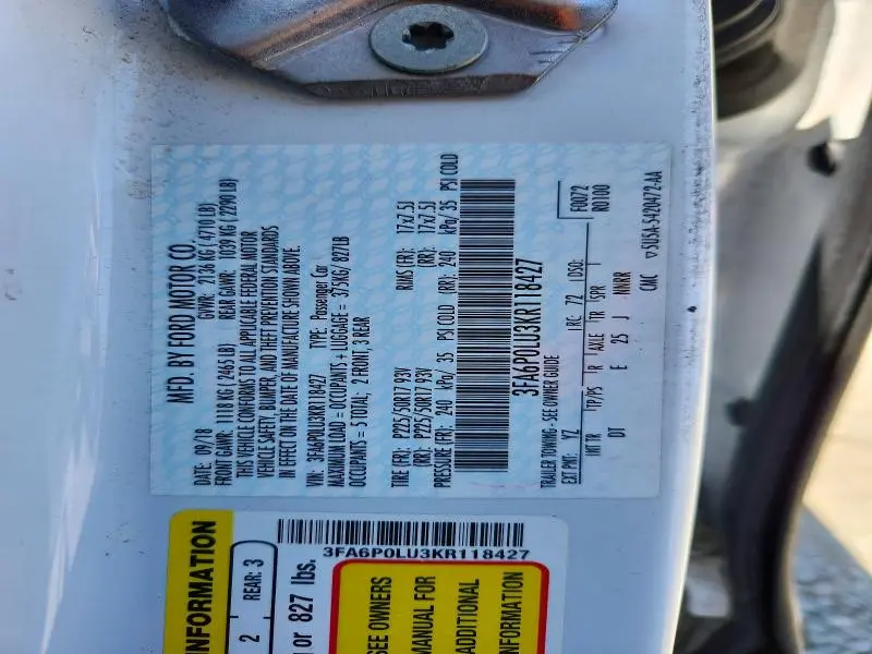 2019 FORD FUSION SE  