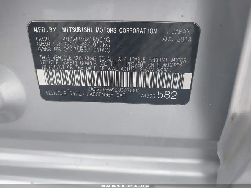 2014 MITSUBISHI LANCER GT