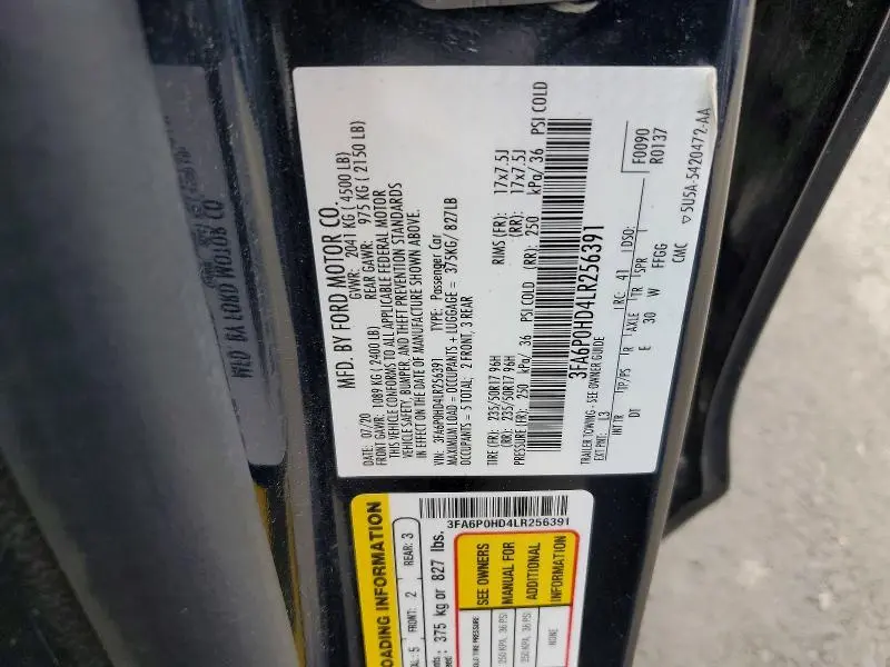 2020 FORD FUSION SE  