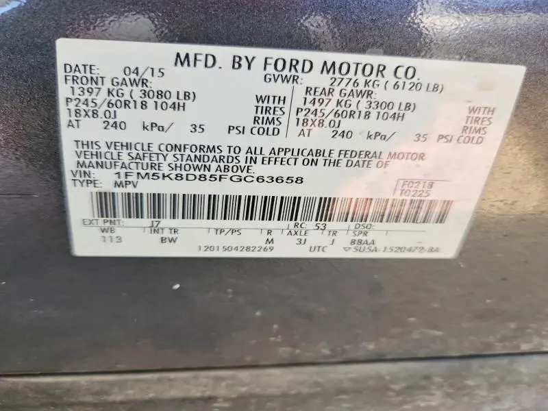 2015 FORD EXPLORER XLT  