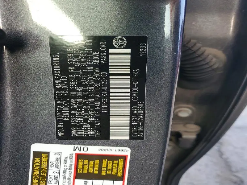 2011 TOYOTA CAMRY XLE V6  