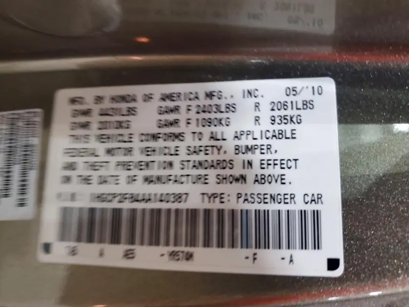 2010 HONDA ACCORD EXL  