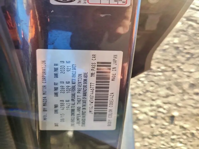 2016 MAZDA 6 GRAND TOURING  