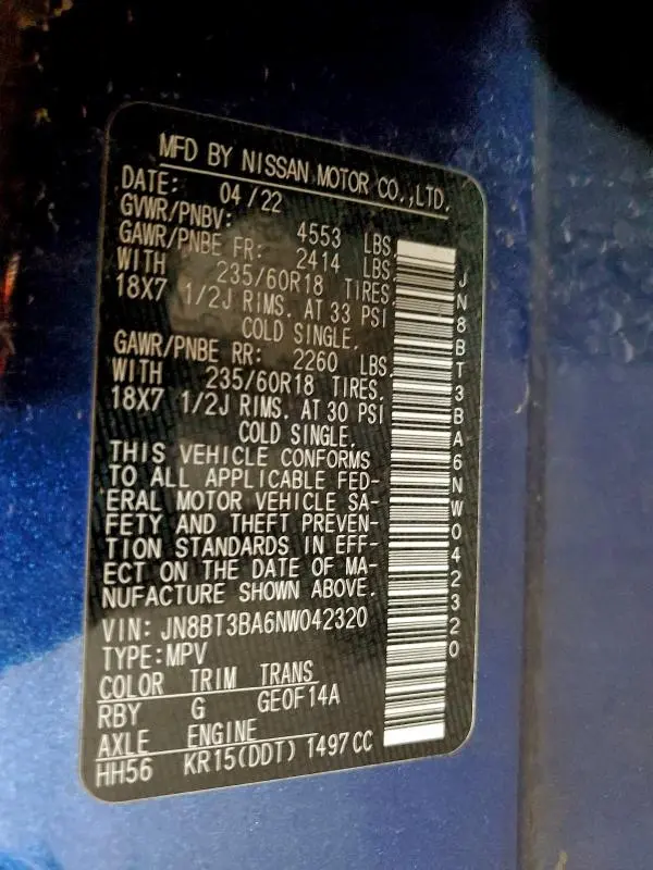 2022 NISSAN ROGUE SV  