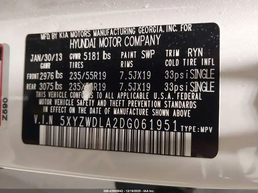 2013 HYUNDAI SANTA FE SPORT 2.0T