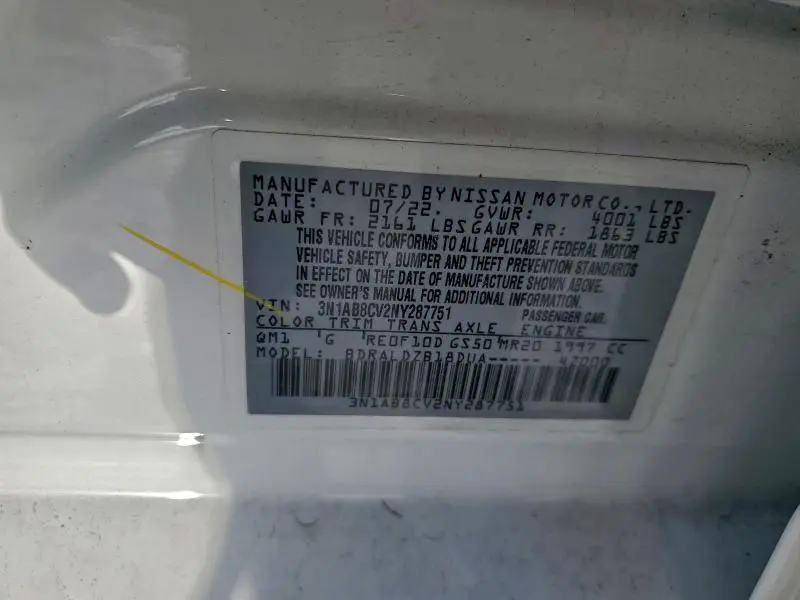 2022 NISSAN SENTRA SV  