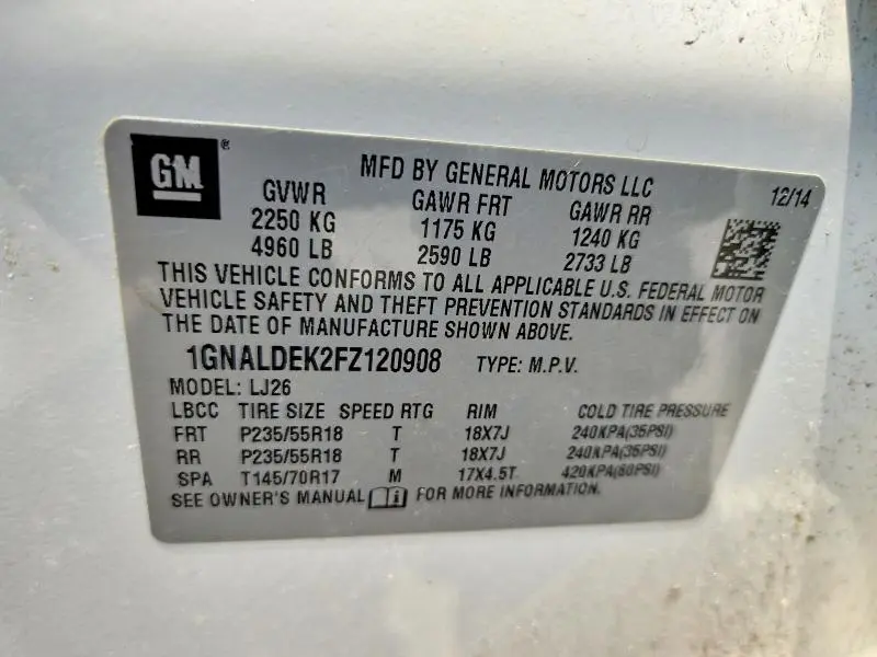 2015 CHEVROLET EQUINOX LTZ  