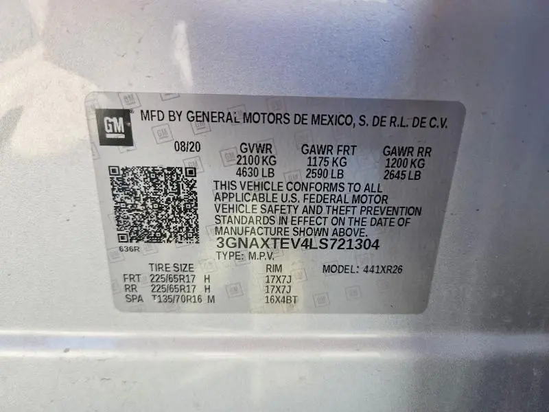 2020 CHEVROLET EQUINOX LT  
