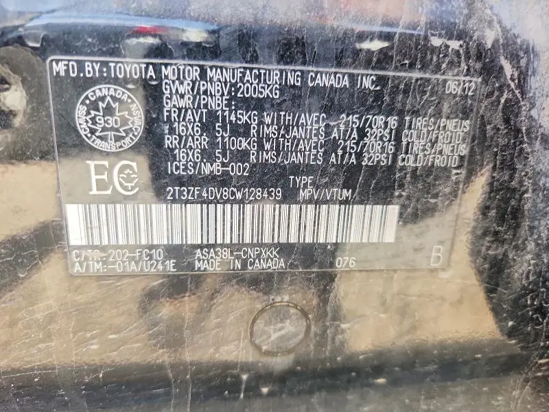 2012 TOYOTA RAV4 BASE  