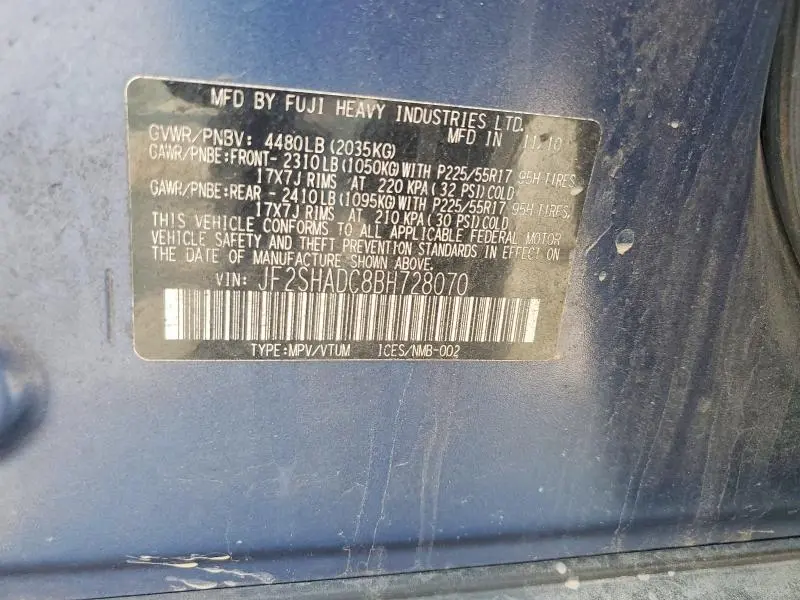 2011 SUBARU FORESTER 2.5X PREMIUM  