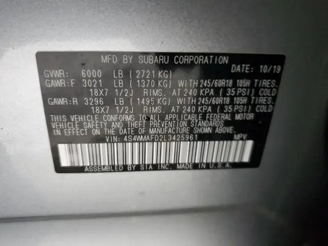 2020 SUBARU ASCENT PREMIUM  