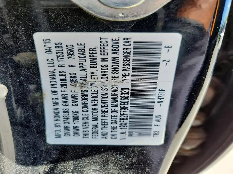 2015 HONDA CIVIC SE  
