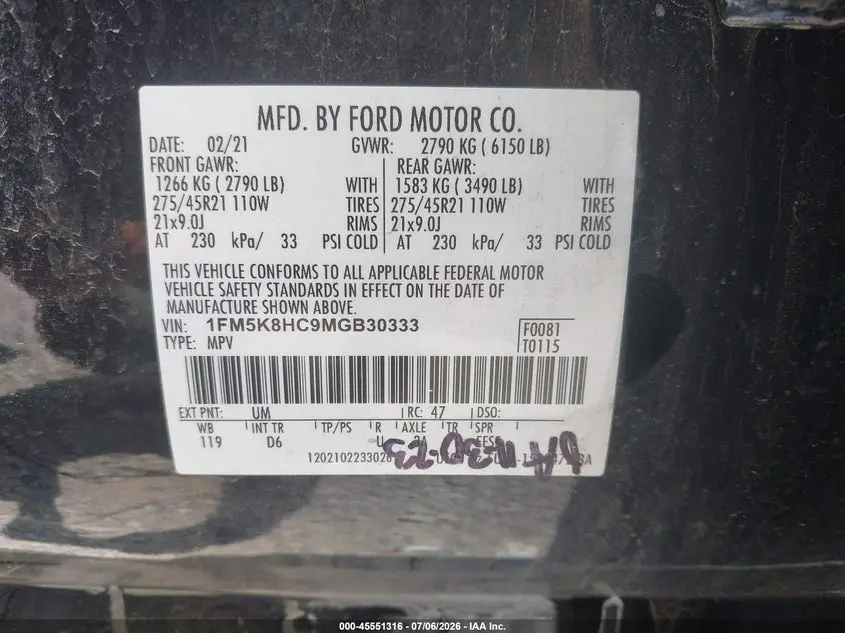 2021 FORD EXPLORER PLATINUM