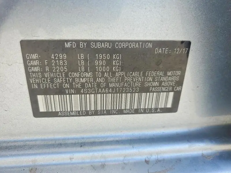 2018 SUBARU IMPREZA   