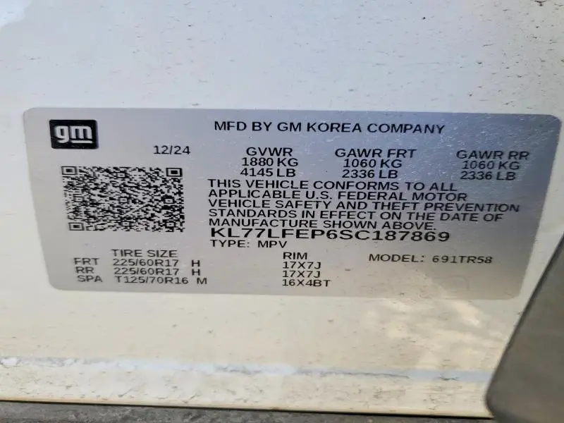 2025 CHEVROLET TRAX- R&D- PRI FLEET- CK ENG LT ON