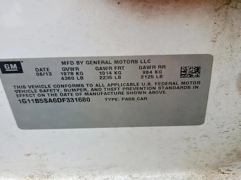 2013 CHEVROLET MALIBU LS  