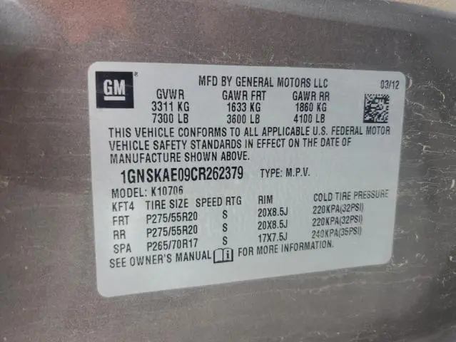 2012 CHEVROLET TAHOE K1500 LS  
