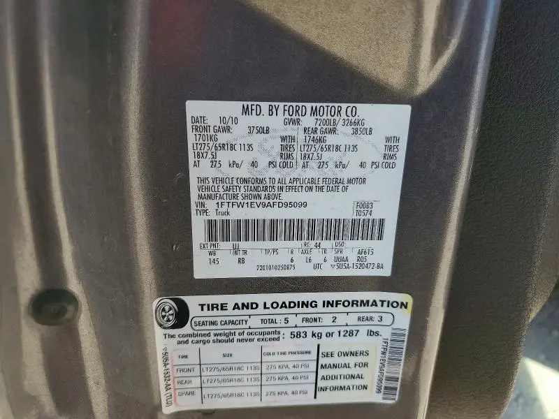 2010 FORD F150 SUPERCREW  