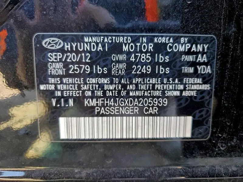 2013 HYUNDAI AZERA GLS  