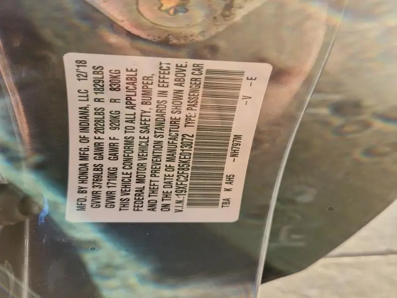 2019 HONDA CIVIC SPORT  