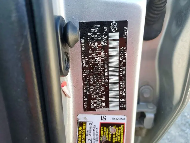 2018 TOYOTA CAMRY LE  