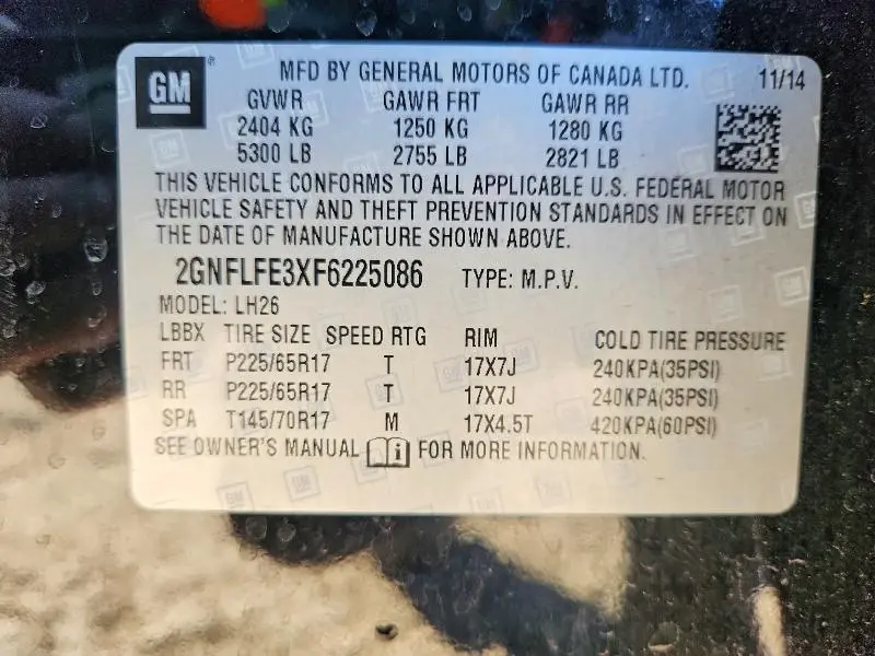 2015 CHEVROLET EQUINOX LT  