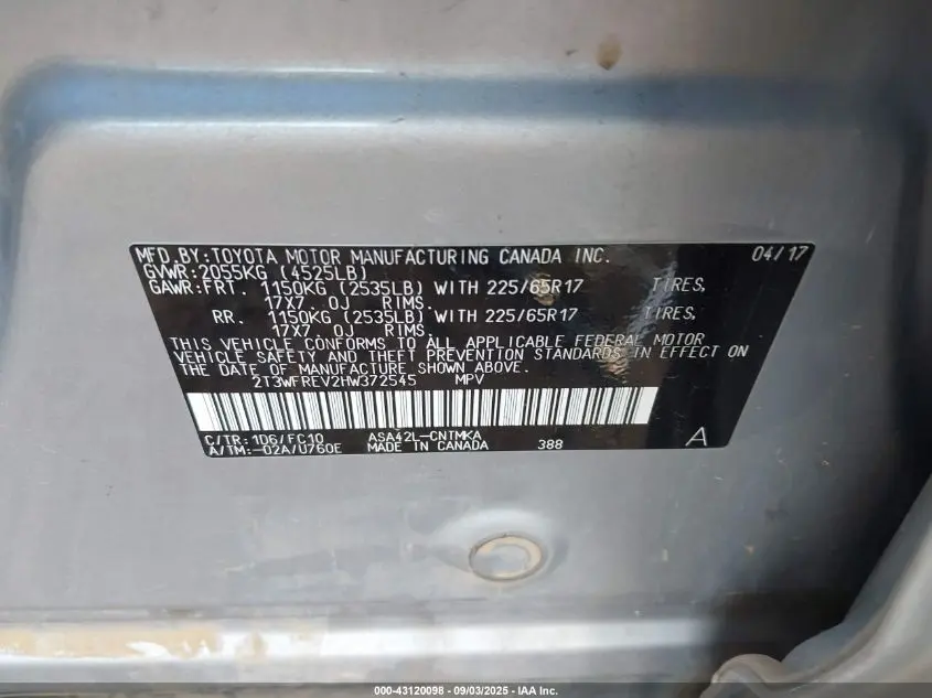 2017 TOYOTA RAV4 XLE