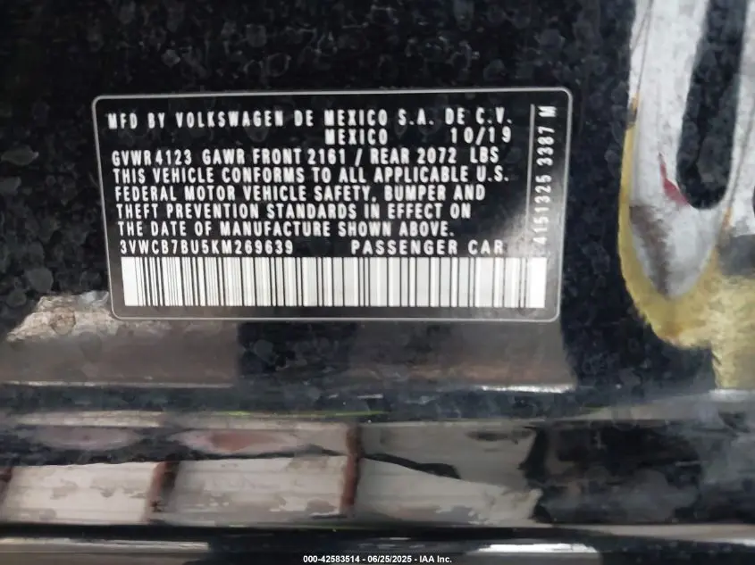 2019 VOLKSWAGEN JETTA 1.4T R-LINE/1.4T S/1.4T SE