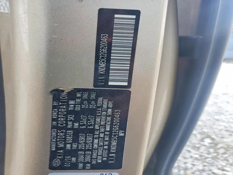 2016 KIA SEDONA LX  