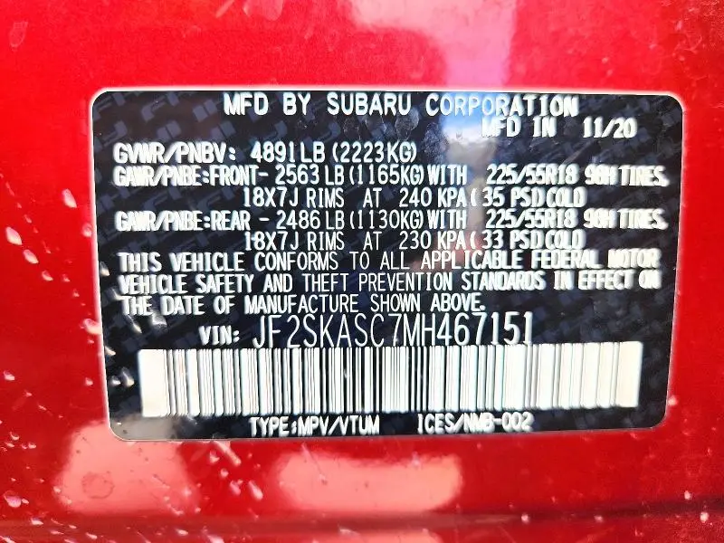 2021 SUBARU FORESTER LIMITED  