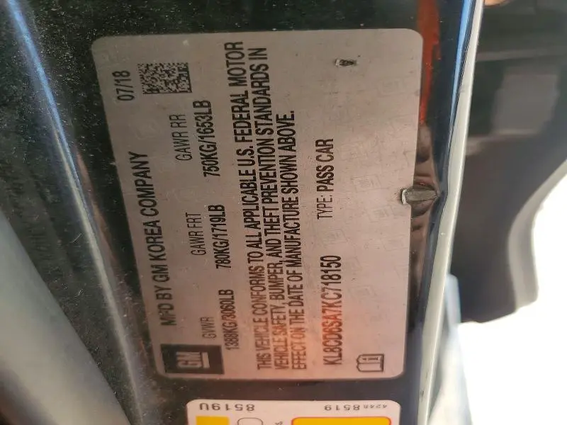 2019 CHEVROLET SPARK 1LT  