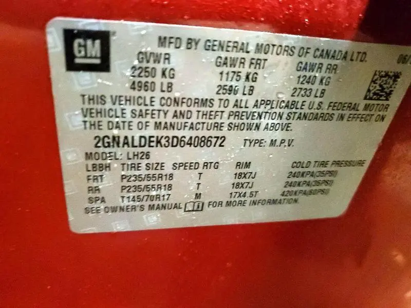 2013 CHEVROLET EQUINOX LT  