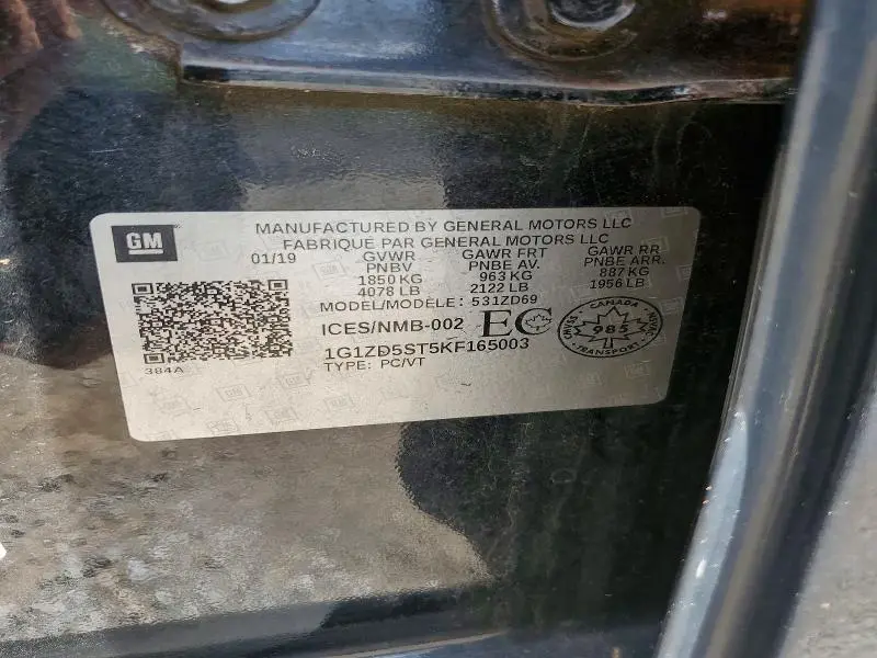 2019 CHEVROLET MALIBU LT  