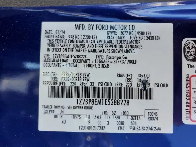 2014 FORD MUSTANG   