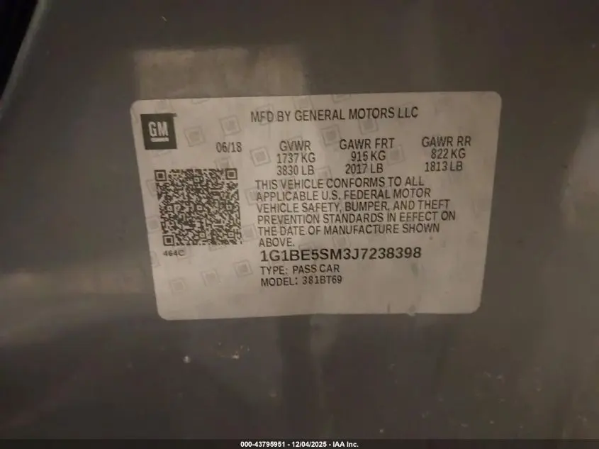 2018 CHEVROLET CRUZE LT AUTO