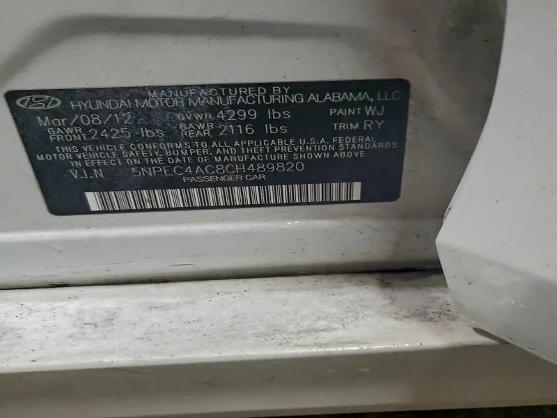 2012 HYUNDAI SONATA SE  