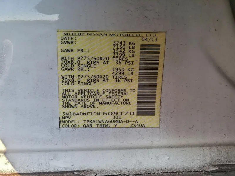 2013 NISSAN ARMADA PLATINUM  